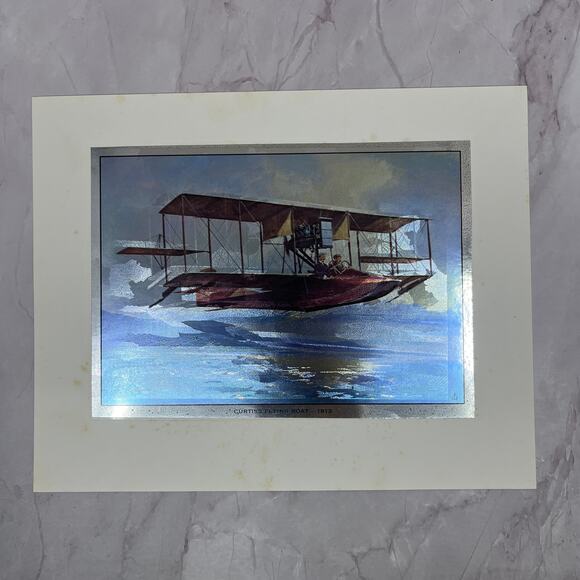 None and/or Unknown Other - Curtiss Flying Boat 1913 Airplane Vintage Chromatic Foil Etch 8x10" V18